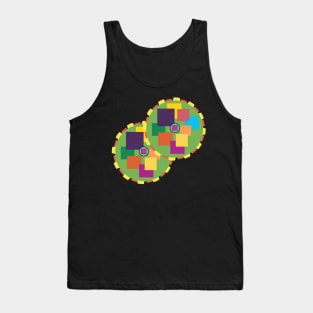 Fun, colorful cogwheels design. Multicolored squares and circles. Original artwork in modern, bright colors. Tank Top